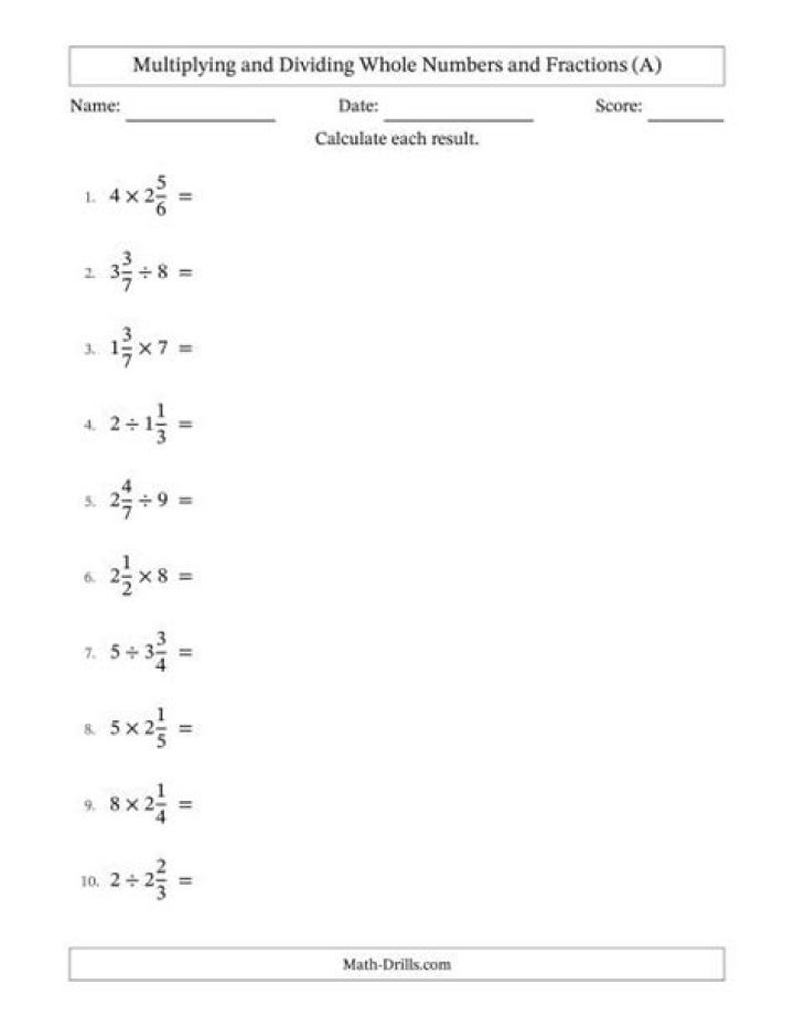 Multiplying & Dividing Fractions & Mixed Numbers Worksheets PDF – Instant Practice