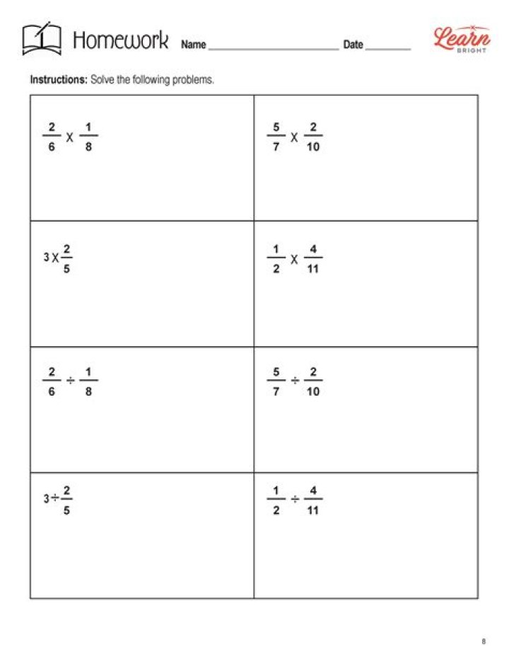 Multiplying and Dividing Fractions Worksheets with Answers PDF – Printable Practice