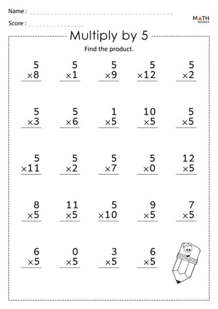 Multiplying by 5 Worksheets PDF – Practice & Learn Multiplication