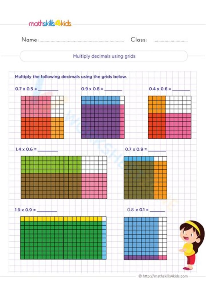 Master Multiplying Decimals with Grids: Free PDF Worksheets