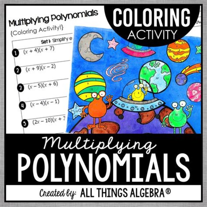 Multiplying Polynomials Worksheet Coloring Activity with Answers PDF