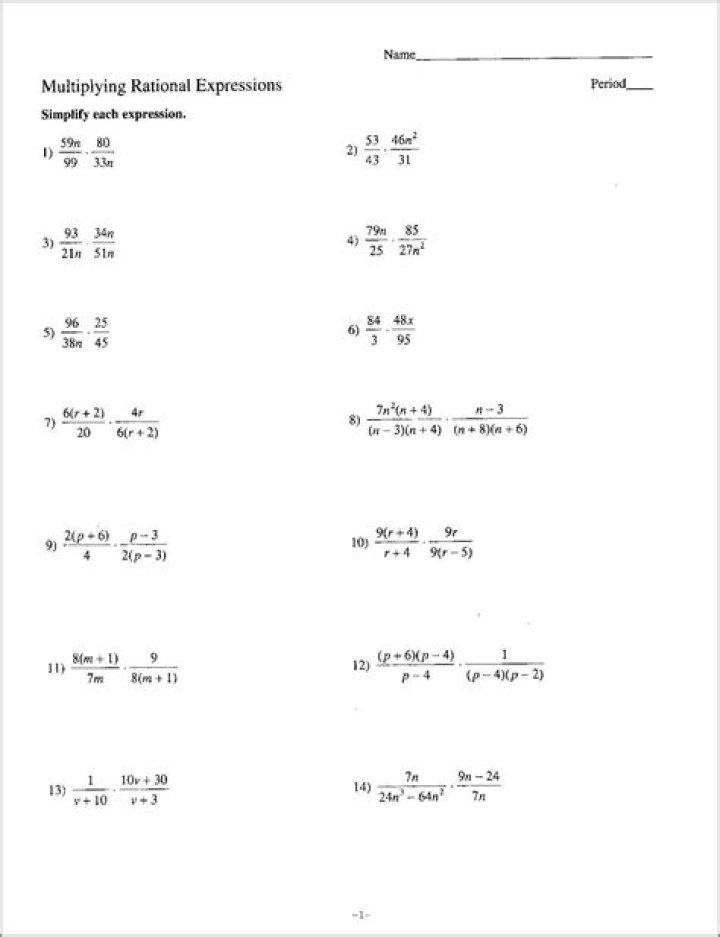 Free Multiplying Rational Numbers Worksheet 7th Grade PDF