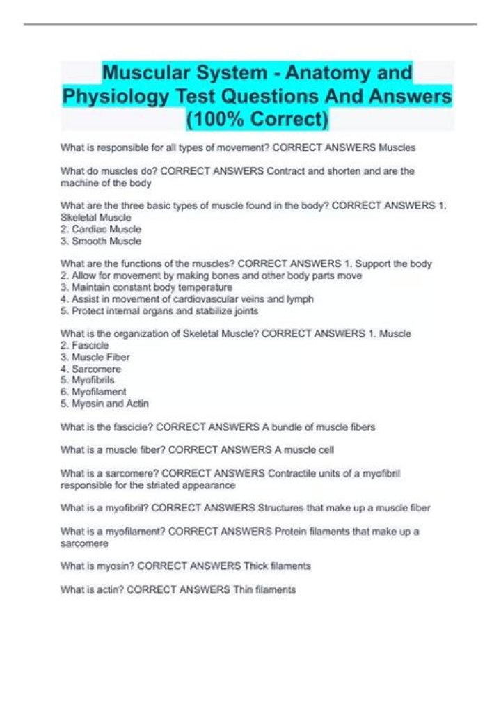 Muscular System Test Questions & Answers PDF: Exam-Ready Study Guide