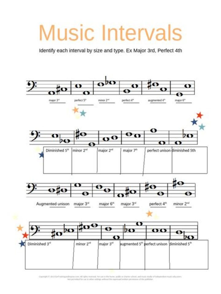Music Intervals Worksheet PDF for Music Theory Practice