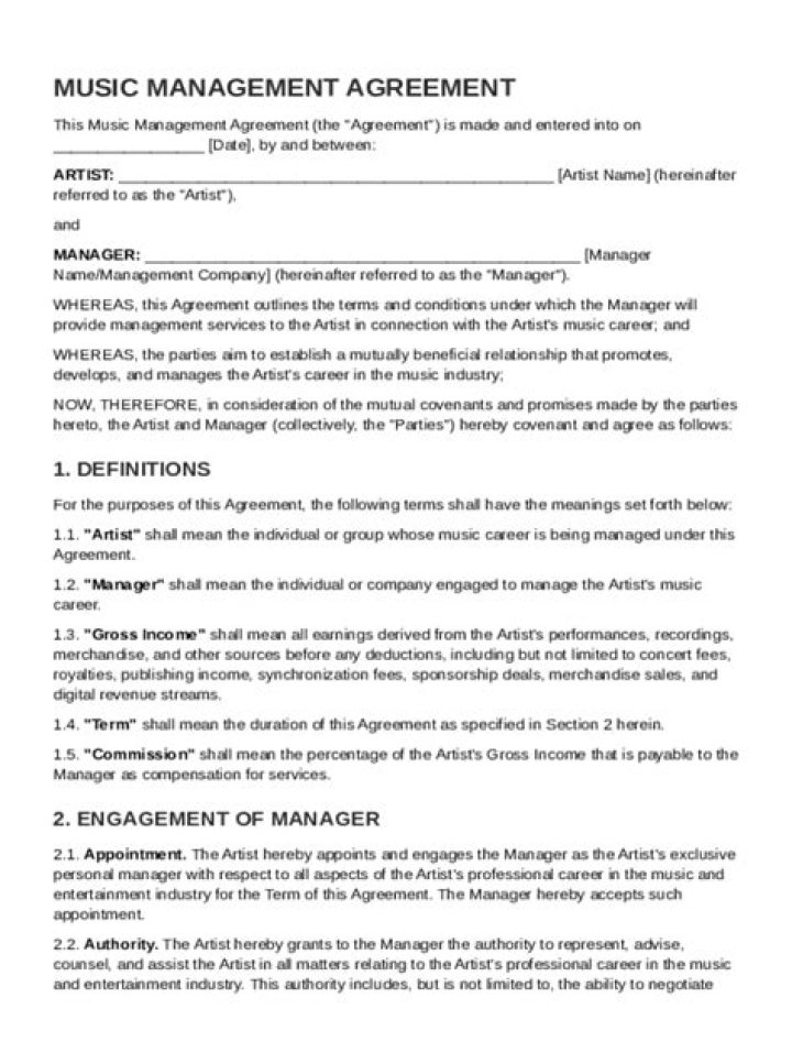 Music Manager Contract PDF: Ready-to-Use Legal Template
