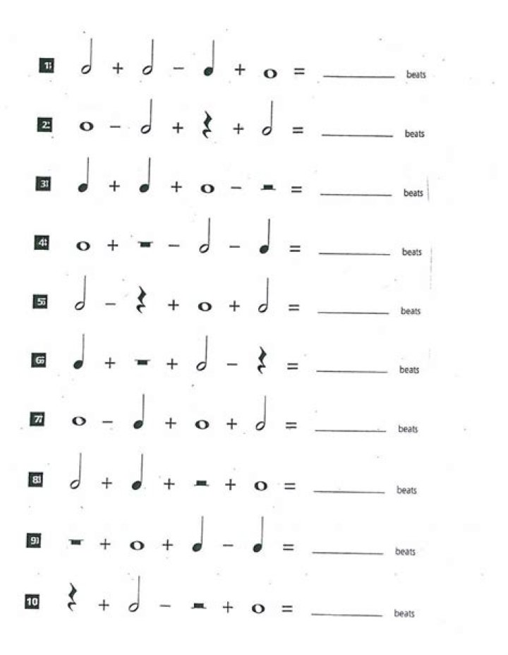 Music Math Worksheets PDF Answers for Easy Learning