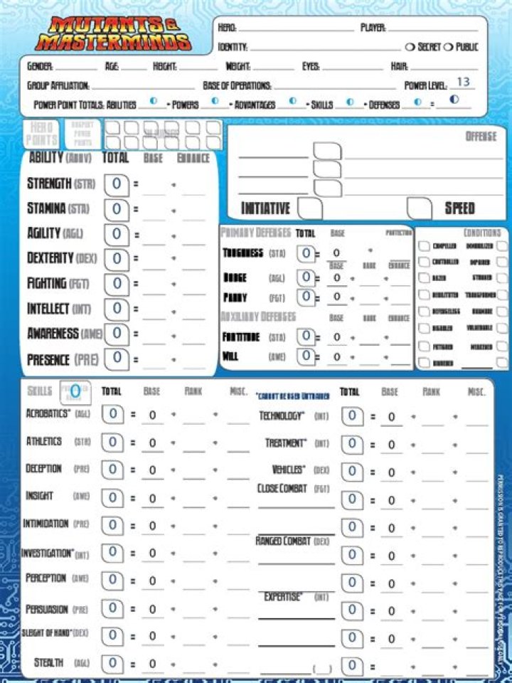 Mutants and Masterminds 3E Character Sheet PDF – Free Download