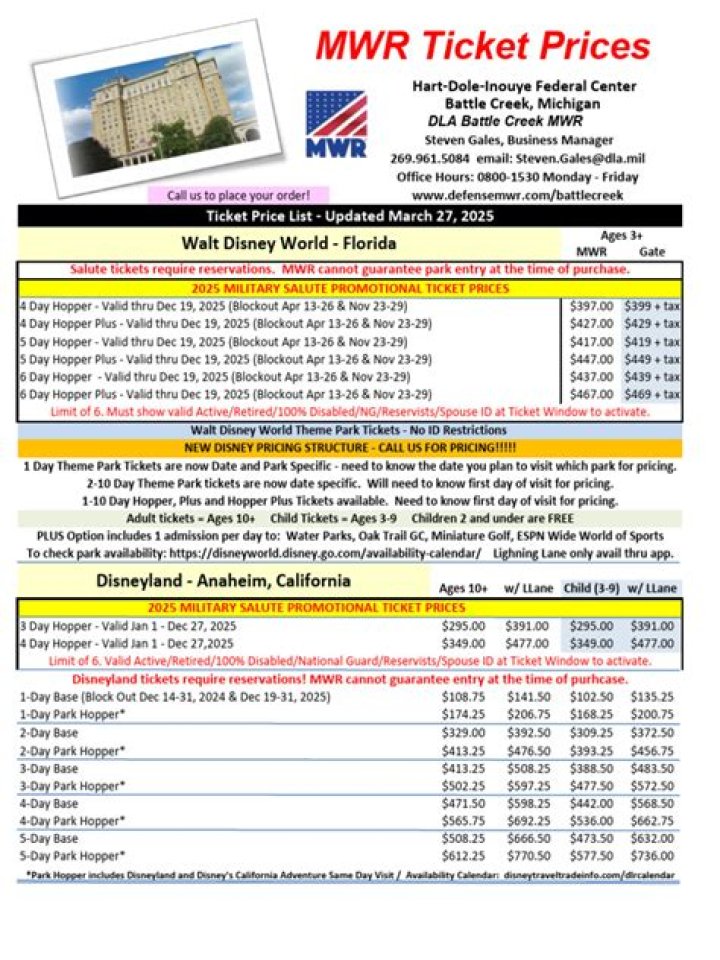 2024 Florida MWR Ticket Price List PDF - Complete 2024 Pricing Guide