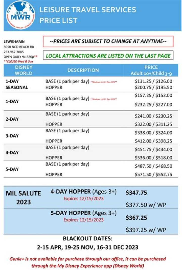 2024 MWR Ticket Price List for Hawaii – Download 2024 Hawaii MWR Ticket Prices in PDF