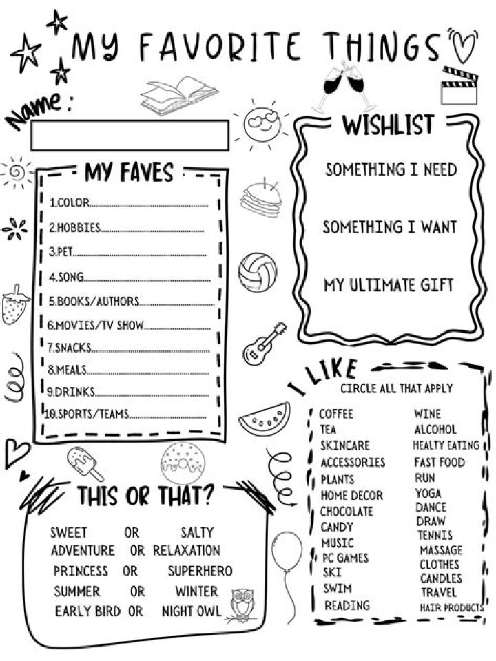 My Favorite Things List PDF Free Download – Print & Save Your Top Picks