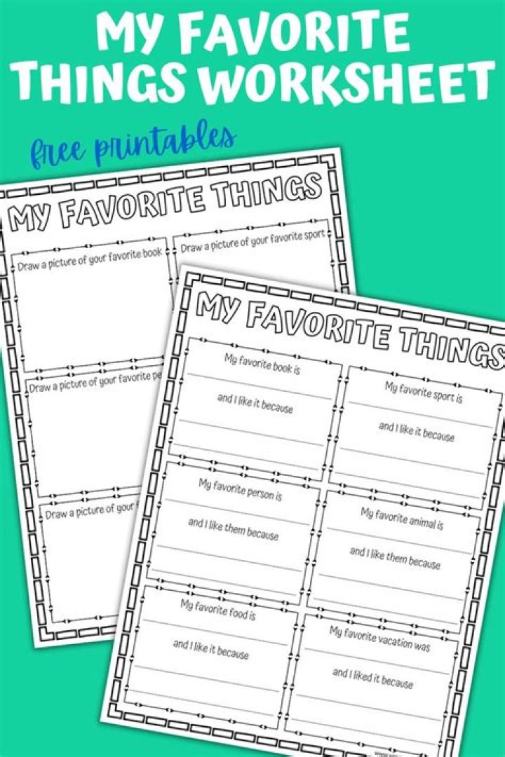 My Favorite Things Worksheet for Adults PDF – Free Download
