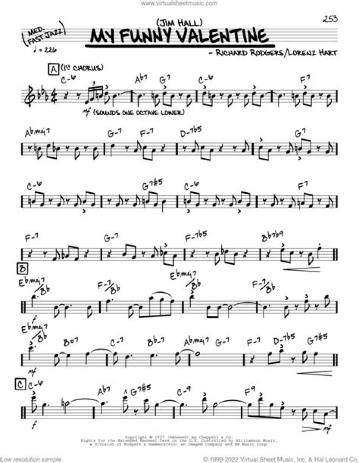Funny Valentine’s Song Sheet Music PDF – Perfect for Singers