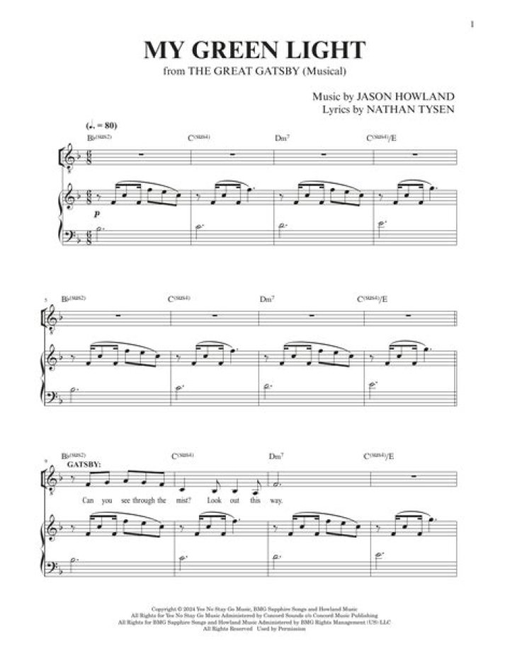 My Green Light Great Gatsby Sheet Music PDF - Free Download