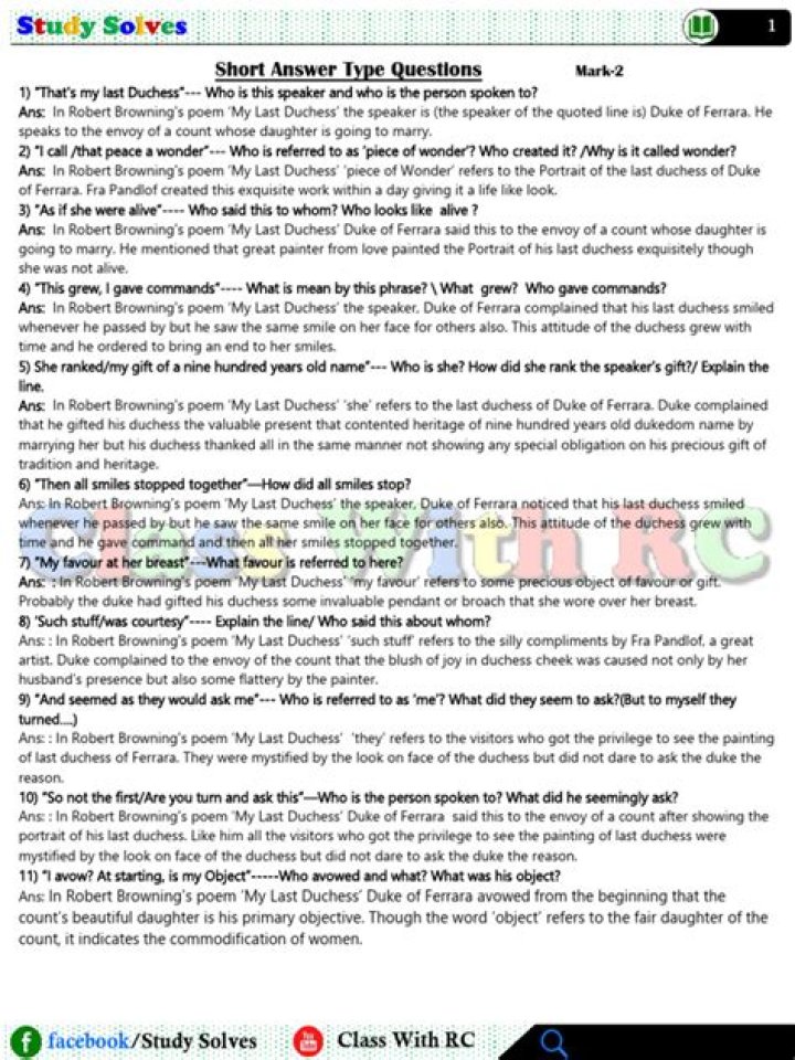 My Last Duchess Questions & Answers PDF – Expert Insights