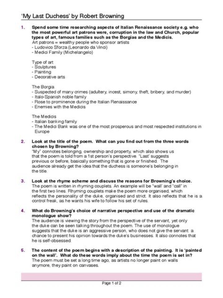 My Last Duchess Questions & Answers PDF: Expert Analysis