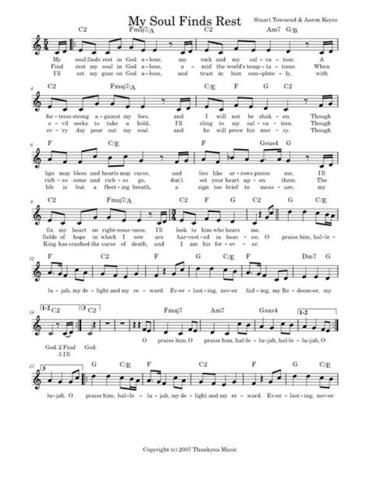 My Soul Finds Rest in God Alone - PDF Sheet Music