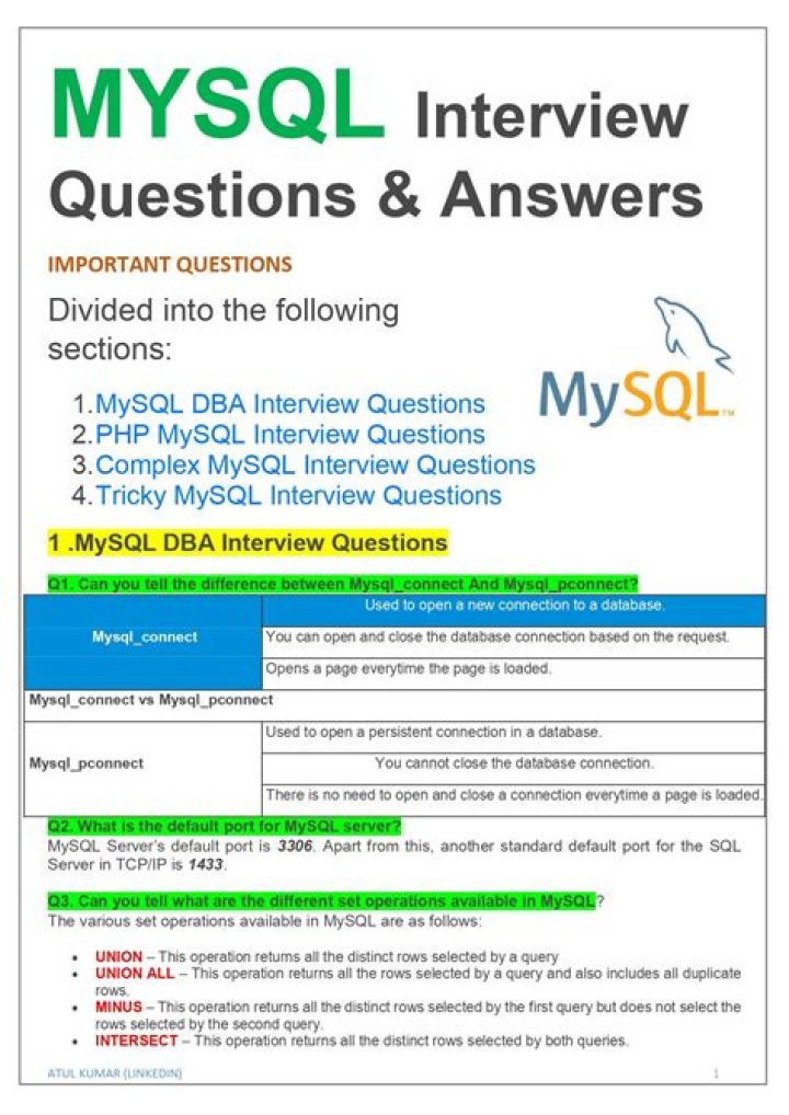 Mysql Interview Questions & Answers for Experienced Professionals