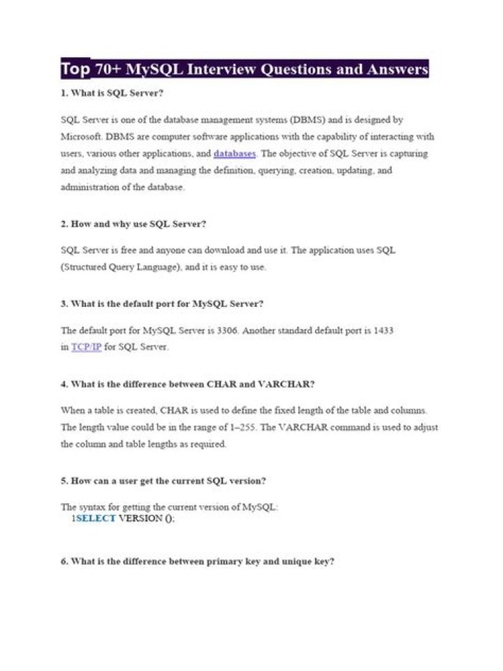Top MySQL Interview Questions PDF for 2024