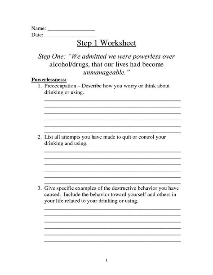Free NA 12-Step Worksheets PDF for Recovery Support