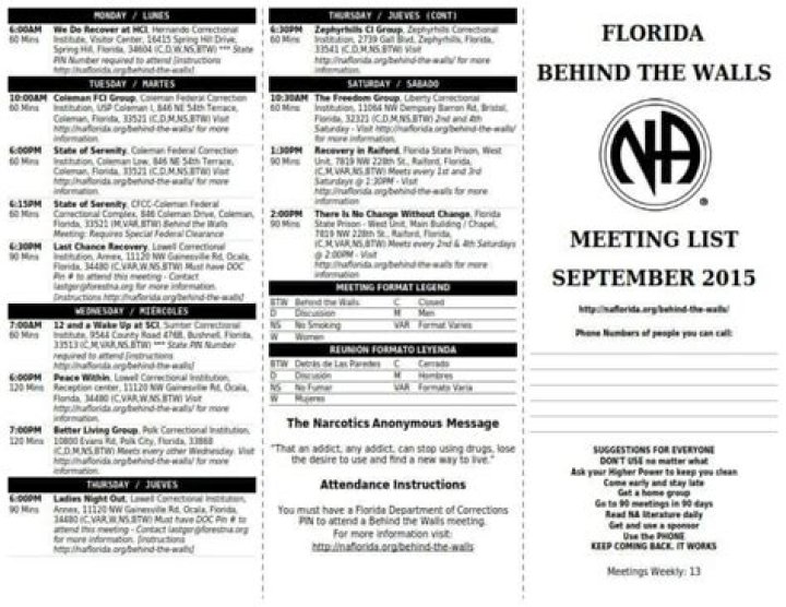 Download Your Free Na Meeting List PDF