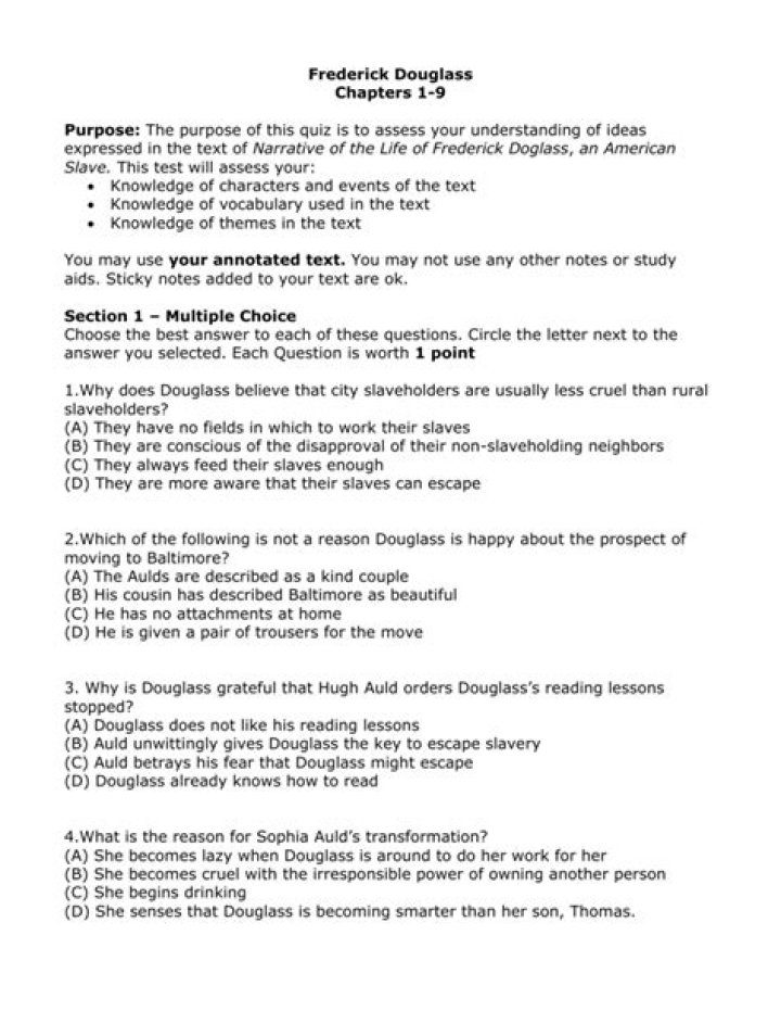 Frederick Douglass's Narrative: Essential PDF Test Resource