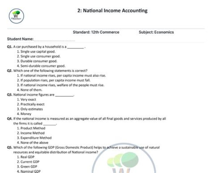 National Income Accounting Questions & Answers PDF – Expert Study Guide
