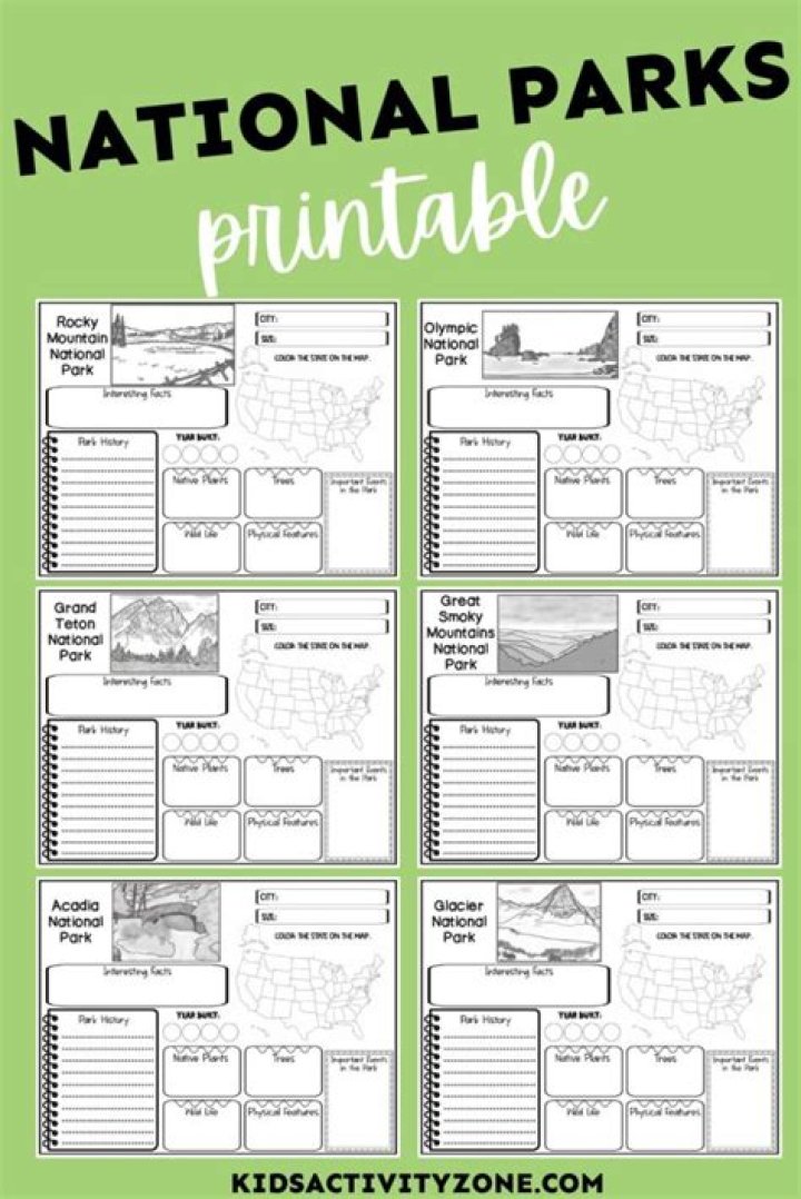 National Parks Worksheets PDF: Printable Learning Activities for Students