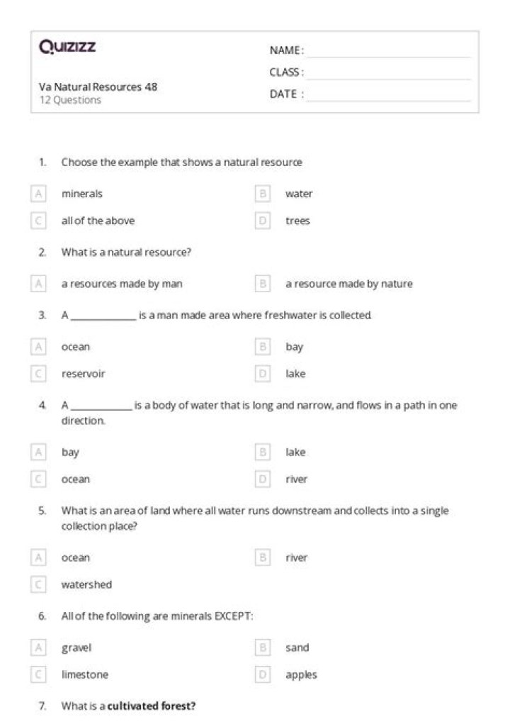 Natural Resources Quiz Questions and Answers PDF – Practice & Learn