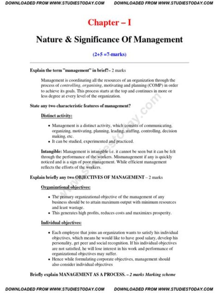 Nature and Significance of Management: Class 12 PDF Guide