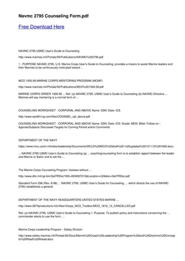 Free NAVMC 2795 USMC Counseling Worksheet PDF for Veteran Support
