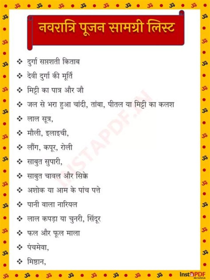 Navratri Puja Samagri List PDF – Complete Guide & Checklist