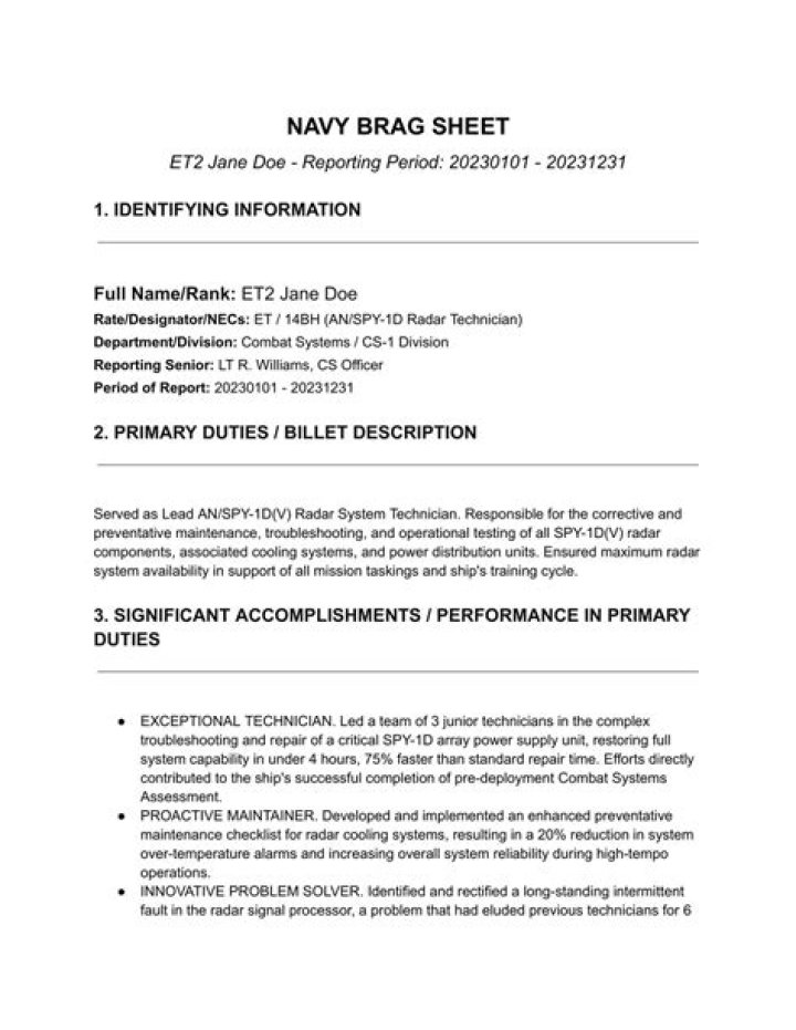 Navy Brag Sheet PDF: Perfect Military Style Recognition Checklist