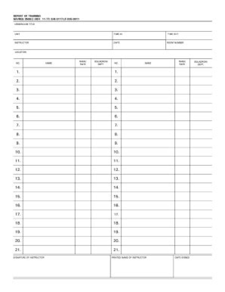 Navy Training Muster Sheet PDF for Drills & Readiness