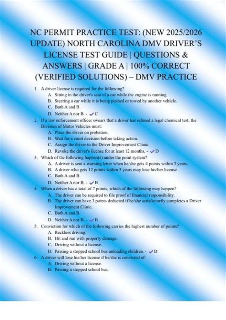 NC Driver's License Test Questions & Answers PDF – Full Study Guide