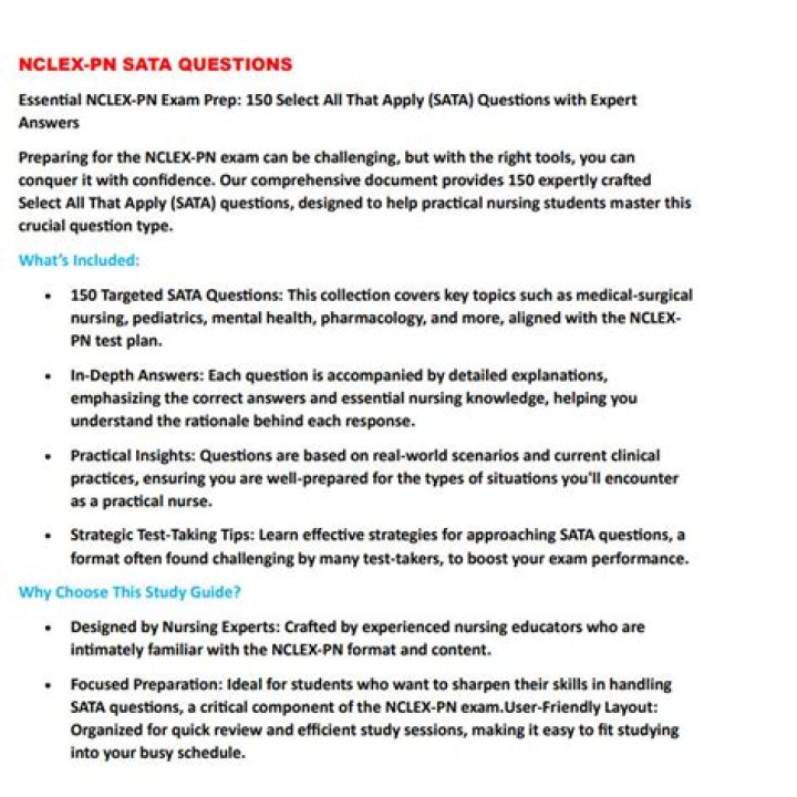 NCLEX SAT SATA Questions PDF: Expert Practice & Solutions