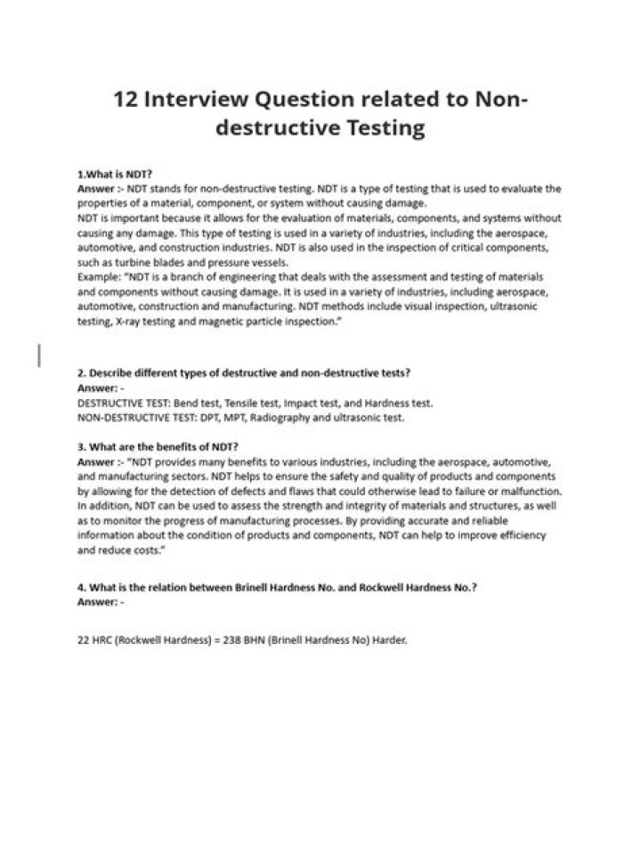 NDT Interview Questions and Answers PDF Guide