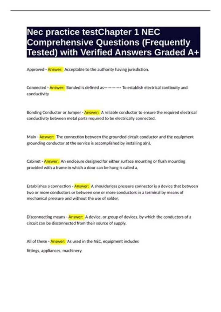NEC Questions & Answers PDF – Expert Answers for NEC Professionals