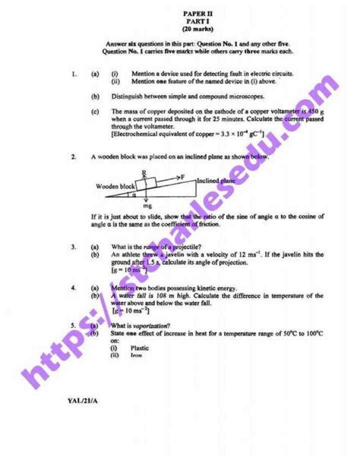 Neco Physics Past Questions PDF – Download Free Exam Papers
