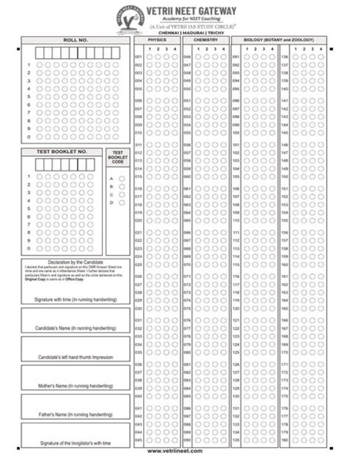Download NEET 2025 OMR Sheet PDF for Accurate Result Processing