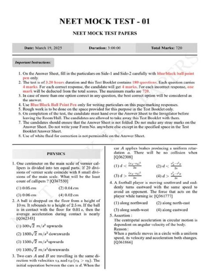 NEET Mock Test PDF with Answers: Practice Now!