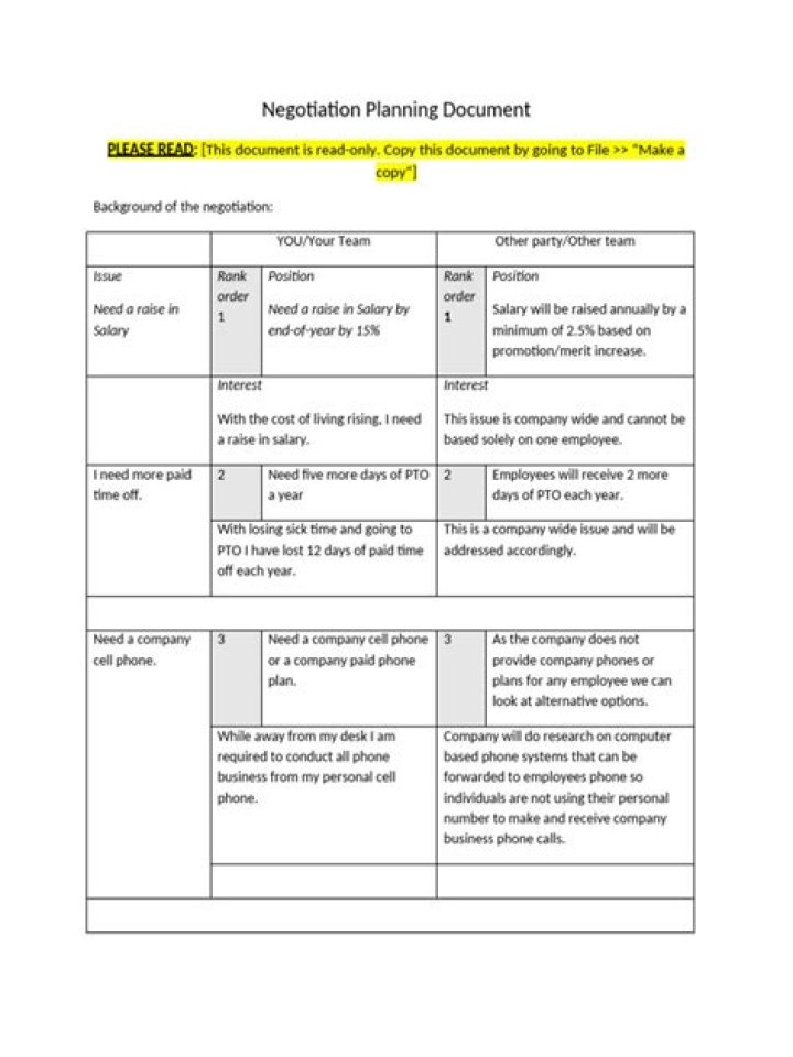 Negotiation Planning Document PDF: Essential Template for Success
