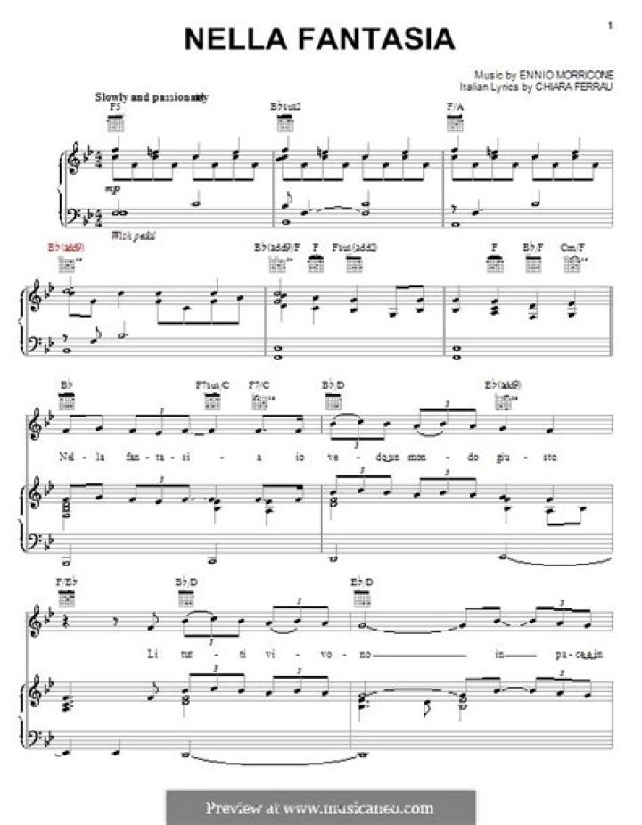 Nella Fantasia Piano Sheet Music PDF Download – Free PDF
