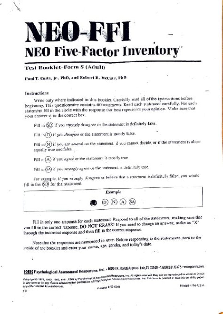 Neo Five-Factor Inventory Test PDF: Download Complete Assessment Tool