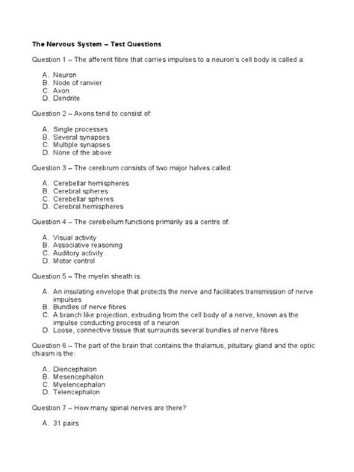 Nervous System Test Questions and Answers PDF – Master Exam Readiness