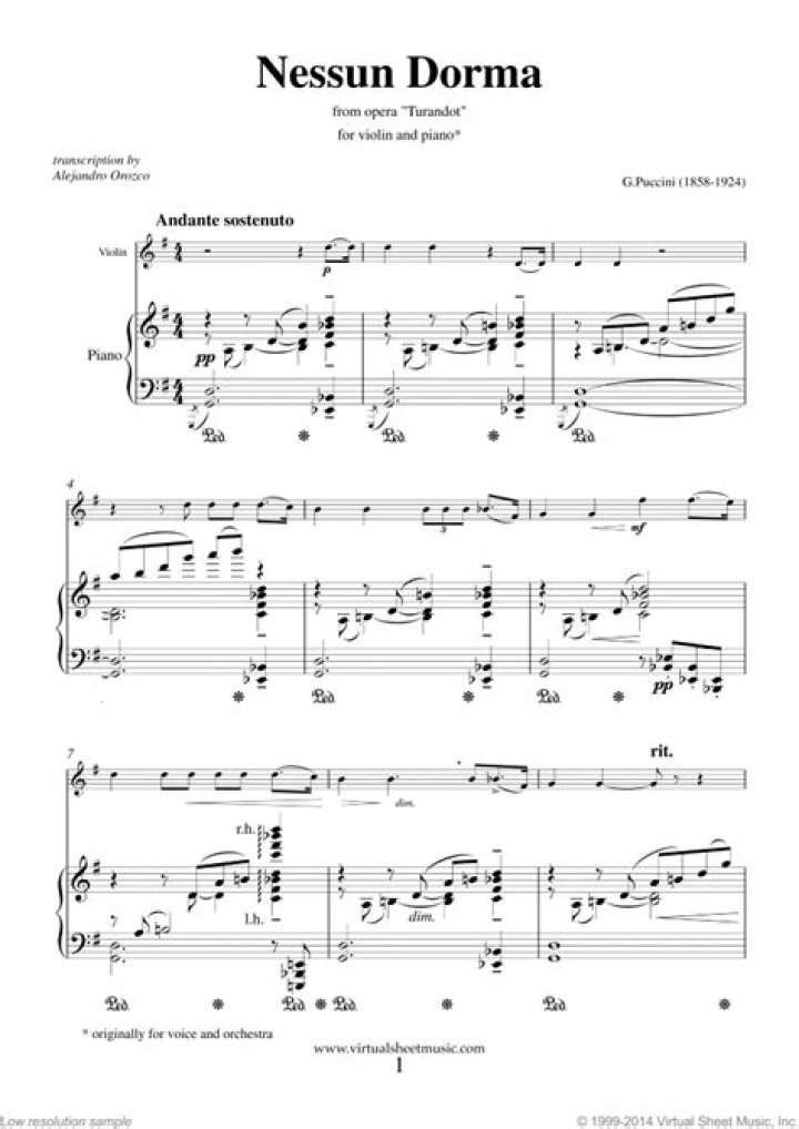Free Nessun Droma Sheet Music PDF – Instant Download