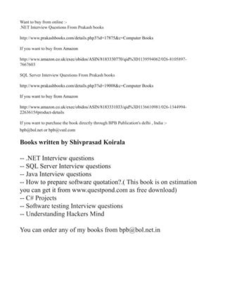 Top .net Interview Questions by Shivprasad Koirala – PDF Guide