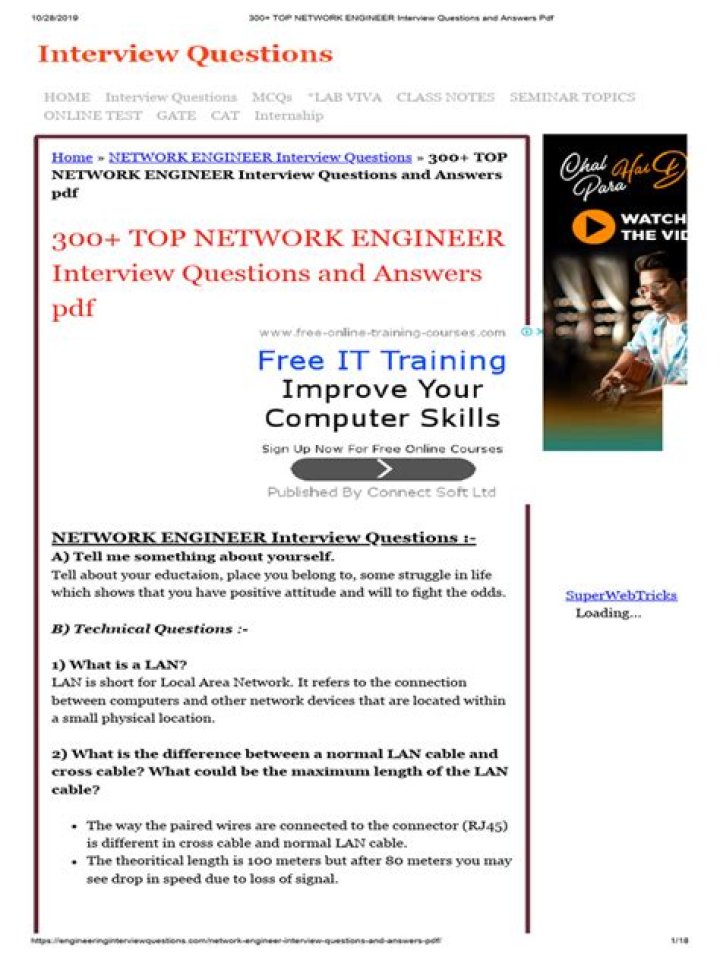 Top Network Engineer Interview Questions and Answers PDF Guide