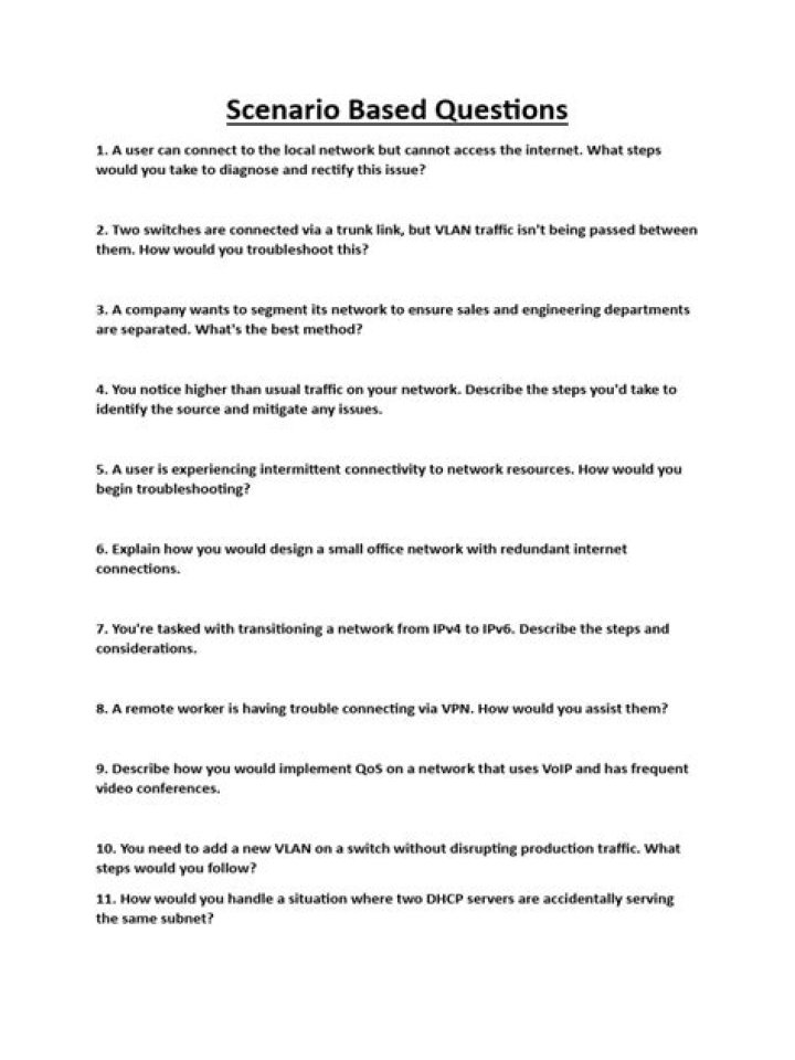 Networking Scenario-Based Questions and Answers PDF