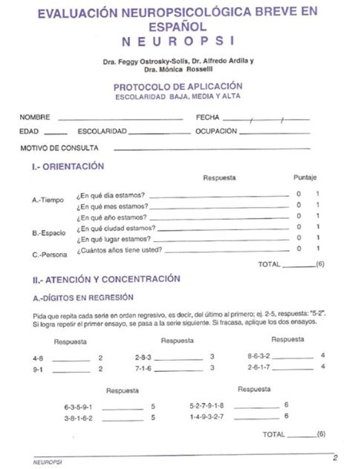 Neuropsi Test PDF: Accurate Neurocognitive Assessment in Downloadable Format