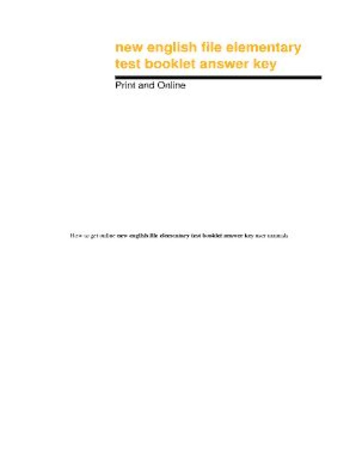 New English File Elementary Test Booklet Answer Key PDF – Instant Download